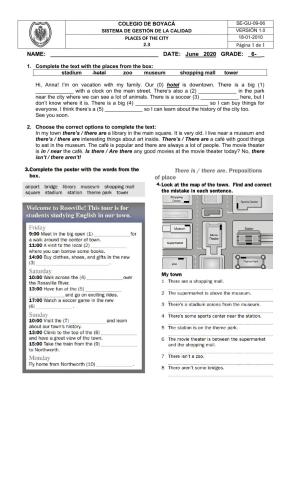 Places in the city, prepositions.