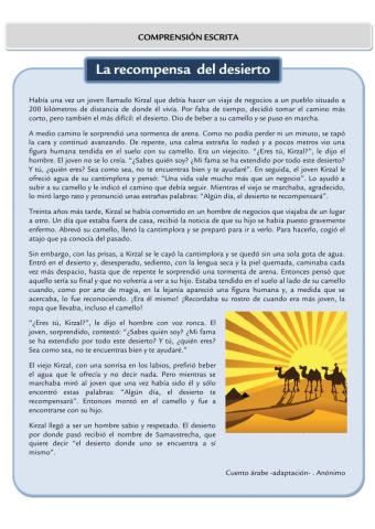 Comprensión lectora: Desierto
