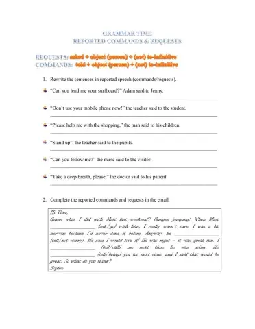 Reported commands and requests