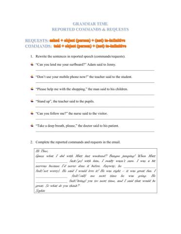 Reported commands and requests