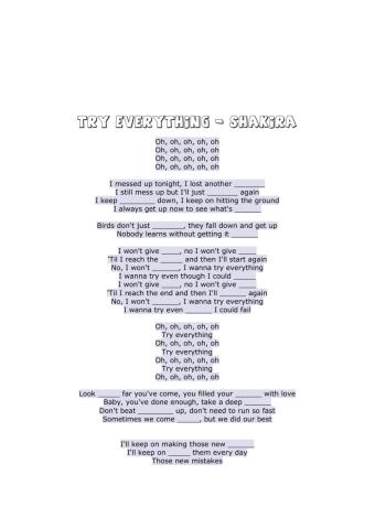 Listening - TRY EVERYTHING by Shakira