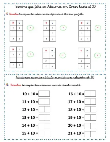 Término que falta y cálculo mental.