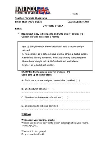 First written test elementary