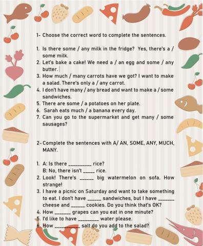 Food with quantifiers