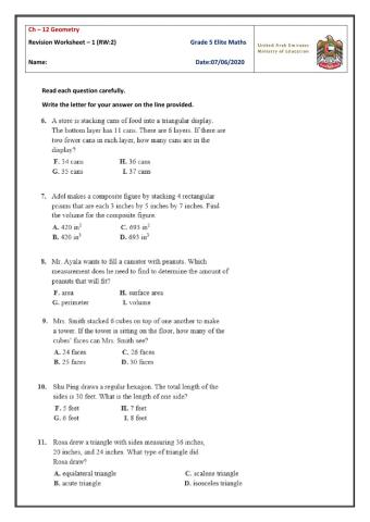 Revision Worksheet-2 on Ch-12