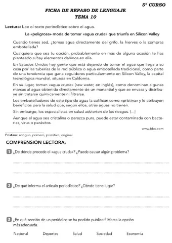 Repaso tema 10 de Lengua