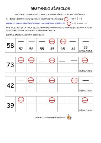 Restar con símbolos
