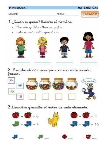 Matemáticas 1º - Ficha 51