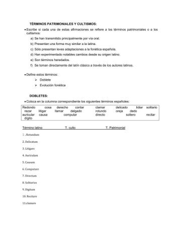 Téminos cultos y patrimoniales