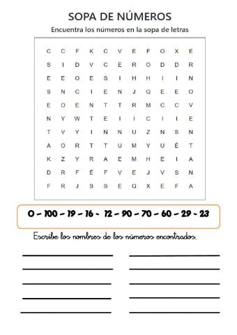 Sopa de números