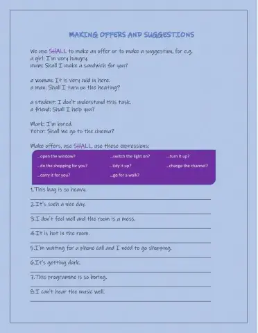 Making offers and suggestions