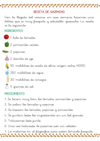 Receta de gazpacho