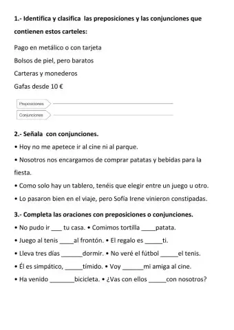 Preposiciones y conjunciones