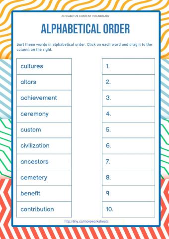 Alphabetize Content Vocabulary 2
