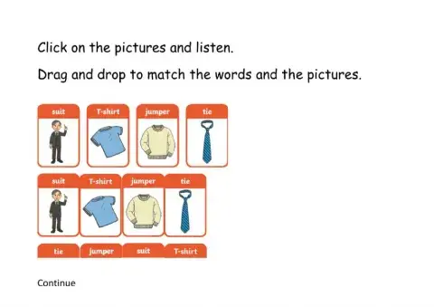 Types of clothes word matching
