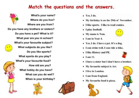 What is your hardest. Match the questions and the answers 5 класс. Answer the questions ответы. Match the questions to the answers 5 класс. Английский язык Match the questions and the answers.