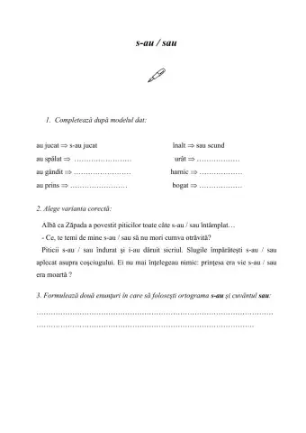 Fisa de lucru s-au, sau