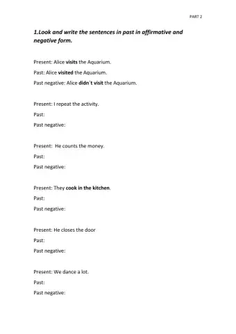 Regular verbs in past