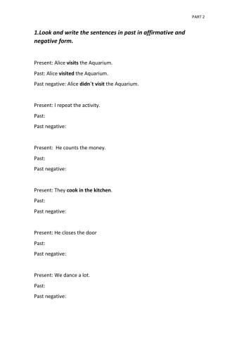 Regular verbs in past