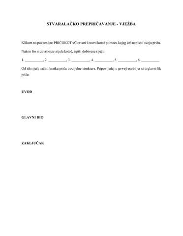 Stvaralačko prepričavanje - vježba