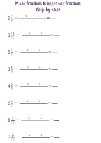 Mixed fractions to improper