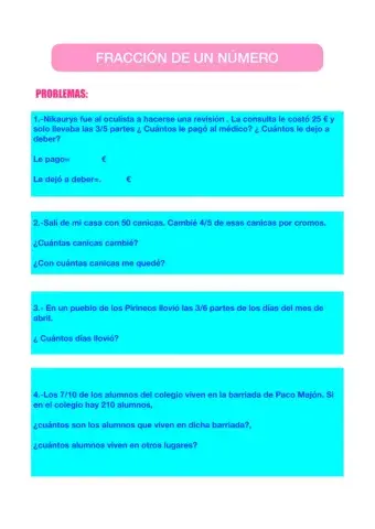 Problemas fracción de un número