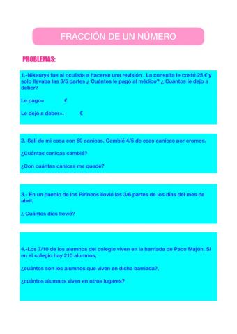 Problemas fracción de un número