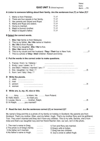 Beginner Test Unit 3