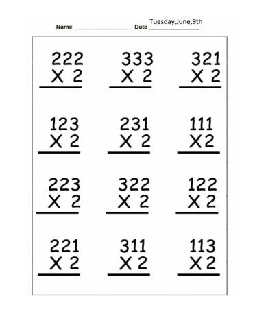 Multiplication without regrouping