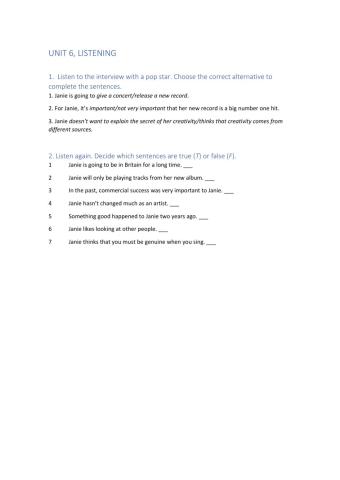 Listening Unit 6