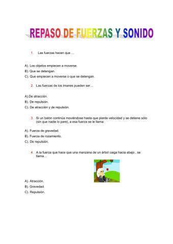 Repaso de las fuerzas y el sonido