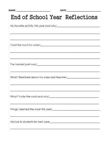 End of Year School Reflection