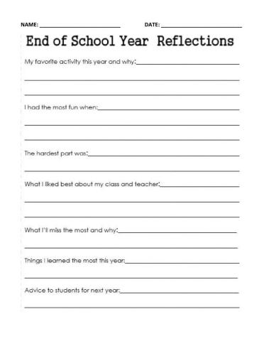 End of Year School Reflection