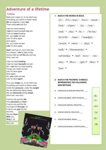 Adventure of a life time- CONSONANT SOUNDS