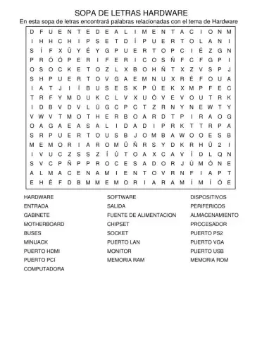 Sopa de letras Hardware