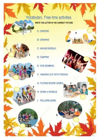 Free time activities . Vocabulary