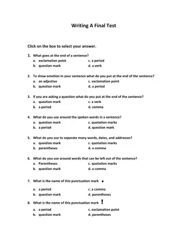 Writing A Final Test