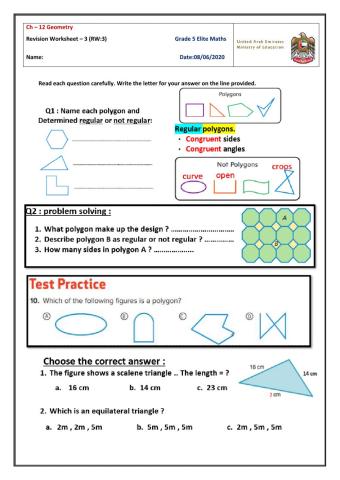 Revision Worksheet-3 on ch-12