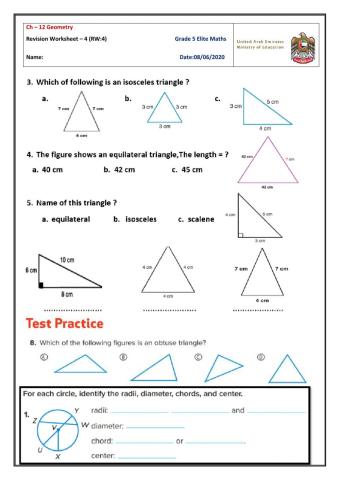 Revision Worksheet-4 on ch-12