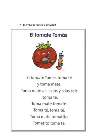 Lectura Tomás el tomate
