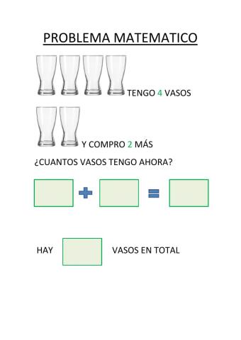 problema matemático vasos