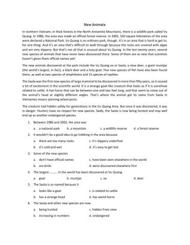 Reading Pratice for YL10