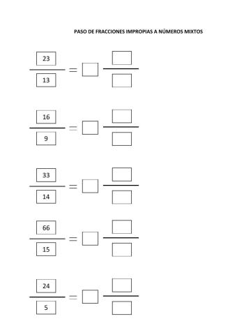 Fracciones y números mixtos