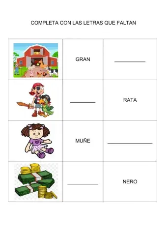 Completa con la sílaba que falta