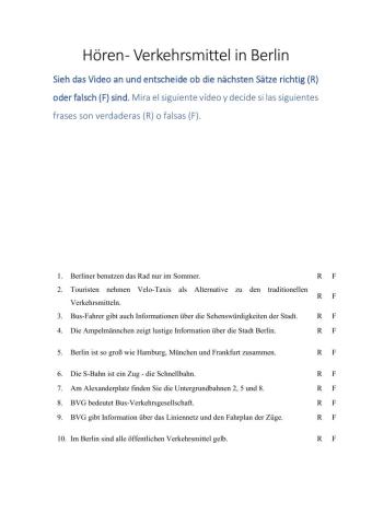 Hören - Verkehrsmittel in Berlin