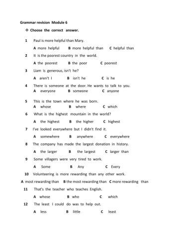 Grammar revision Module 6