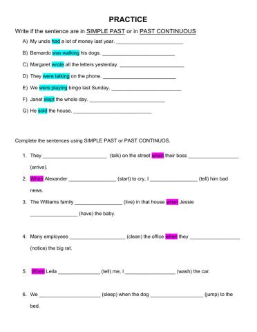 Simple past and past continuous