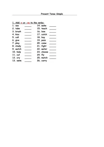 Present Tense Simple
