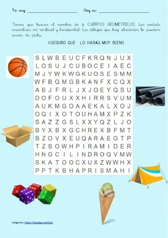 Sopa de letras algunos cuerpos geométricos