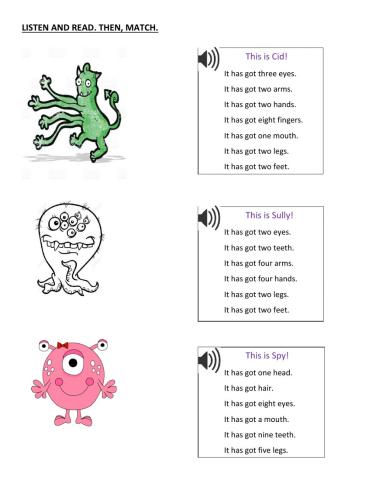 Monsters- parts of the body